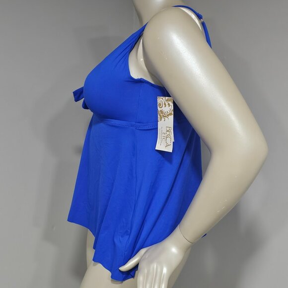 Becca Etc Plus Size Color Code Flounce Tankini Top - Picture 3 of 7